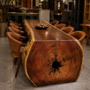 Mesa Cascata Curva Prancha Rústica 2,75MT Jatobá Orgânica Gourmet