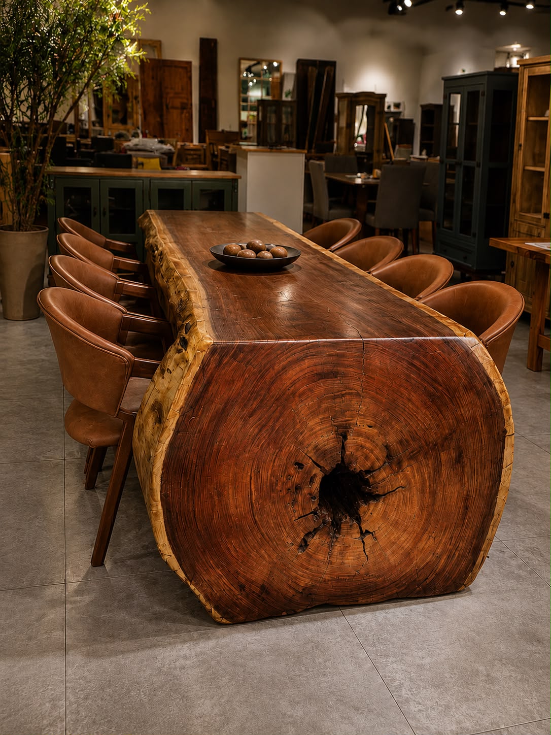 Mesa Cascata Curva Prancha Rústica 2,75MT Jatobá Orgânica Gourmet